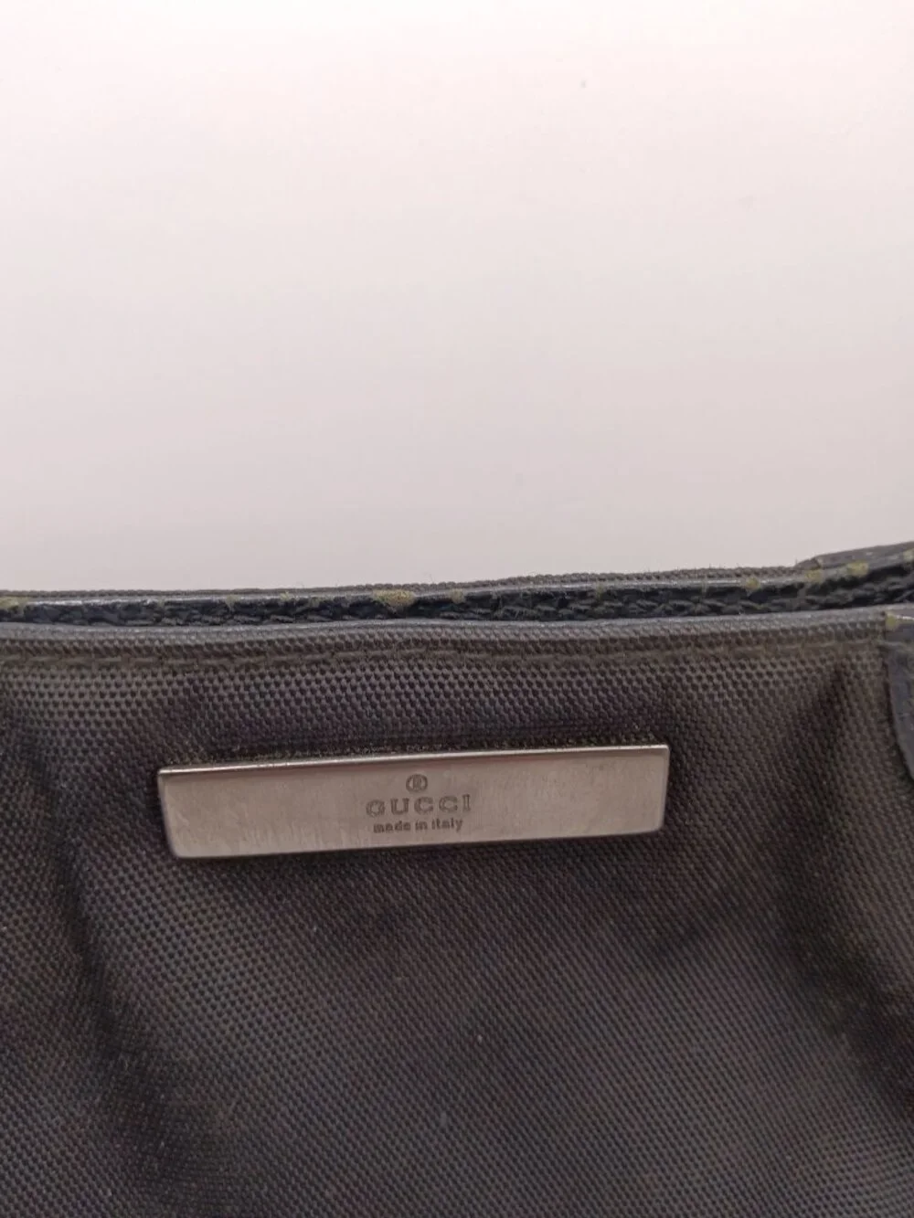 Gucci Black Canvas & Leather Hobo Shoulder Bag Made In Italy